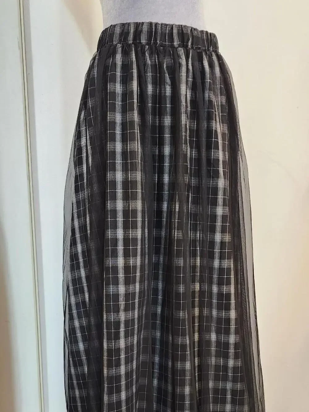 Tulle Mesh Overlay Maxi Skirt Elastic Waist Size XXL